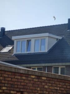 Dakkapel aan de achterzijde in het crème wit van 1 buurman